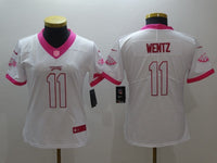 Eagles 2021/22 Wentz #11 White/Pink Women NFL Jersey
