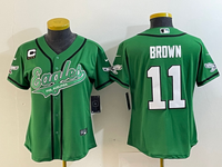Eagles 2022/23 Brown #11 Green/White/Black Women NFL Baseball Style Jersey