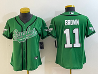 Eagles 2022/23 Brown #11 Green/White/Black Women NFL Baseball Style Jersey