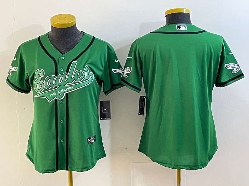 Eagles 2022/23 Green/White/Black Women NFL Baseball Style Jersey