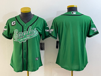Eagles 2022/23 Green/White/Black Women NFL Baseball Style Jersey