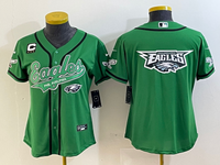 Eagles 2022/23 Green/White/Black Women NFL Baseball Style Jersey