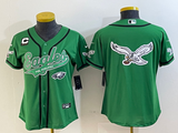 Eagles 2022/23 Green/White/Black Women NFL Baseball Style Jersey
