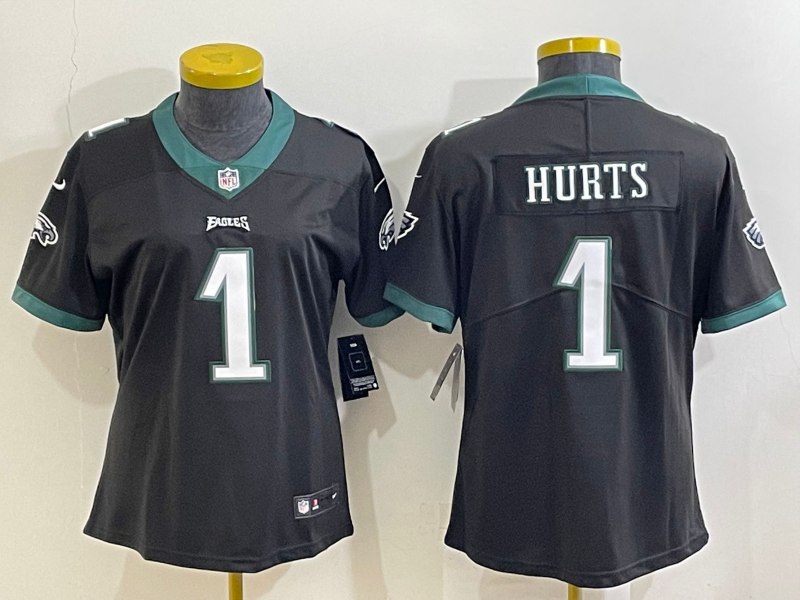 Eagles 2022/23 Hurts #1 Black/Green/White Women NFL Jersey