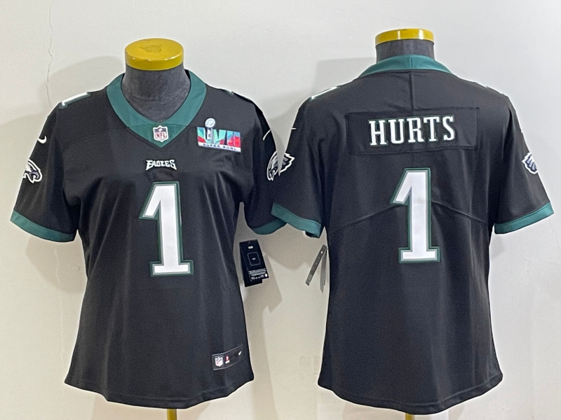 Eagles 2022/23 Hurts #1 Black/Green/White Women NFL Jersey