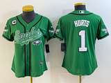 Eagles 2022/23 Hurts #1 Green/White/Black Women NFL Baseball Style Jersey