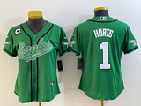 Eagles 2022/23 Hurts #1 Green/White/Black Women NFL Baseball Style Jersey
