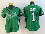 Eagles 2022/23 Hurts #1 Green/White/Black Women NFL Baseball Style Jersey