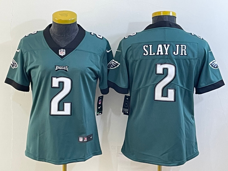 Eagles 2022/23 Slay JR #2 Green/Black/White Women NFL Jersey
