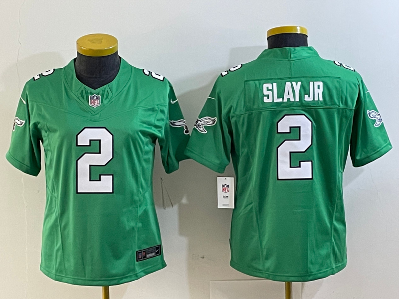 Eagles 2022/23 Slay JR #2 Green/White/Black Women NFL Jersey