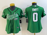 Eagles 2022/23 Swift #0 Green/White/Black Women NFL Baseball Style Jersey