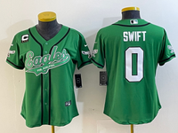 Eagles 2022/23 Swift #0 Green/White/Black Women NFL Baseball Style Jersey