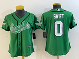 Eagles 2022/23 Swift #0 Green/White/Black Women NFL Baseball Style Jersey