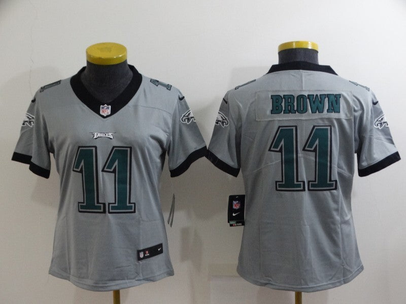 Eagles 22/23 Brown #11 Gray/Black Women NFL Jersey