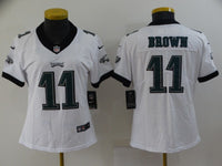 Eagles 22/23 Brown #11 White/Black Women NFL Jersey
