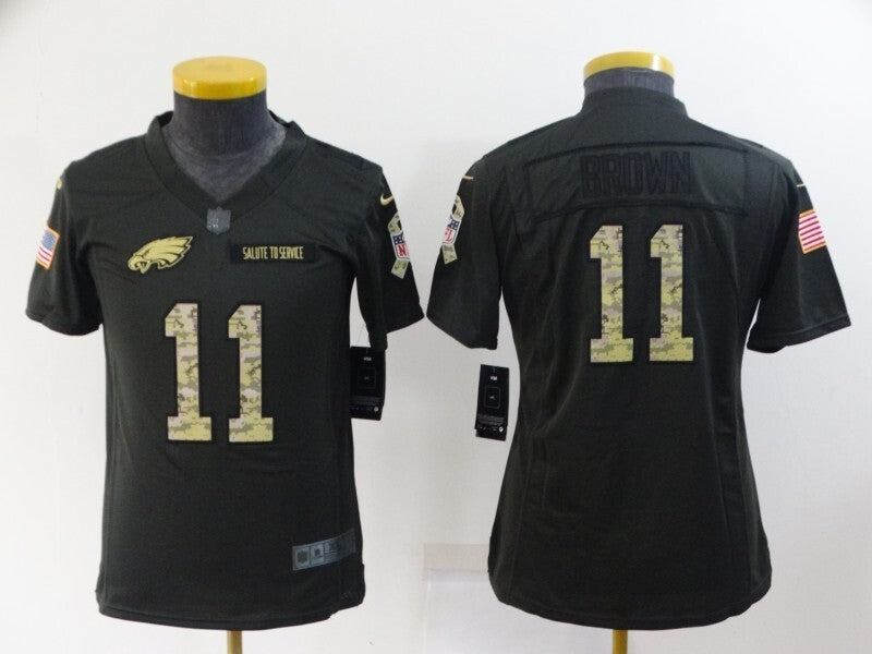 Eagles 23/24 Brown #11 Black/Camo Print Women NFL Jersey