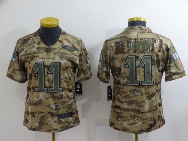 Eagles 23/24 Brown #11 Camo Print Women NFL Jersey