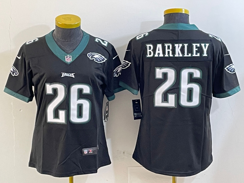 Eagles 25/26 Barkley #26 Black/Green/White Women NFL Jersey