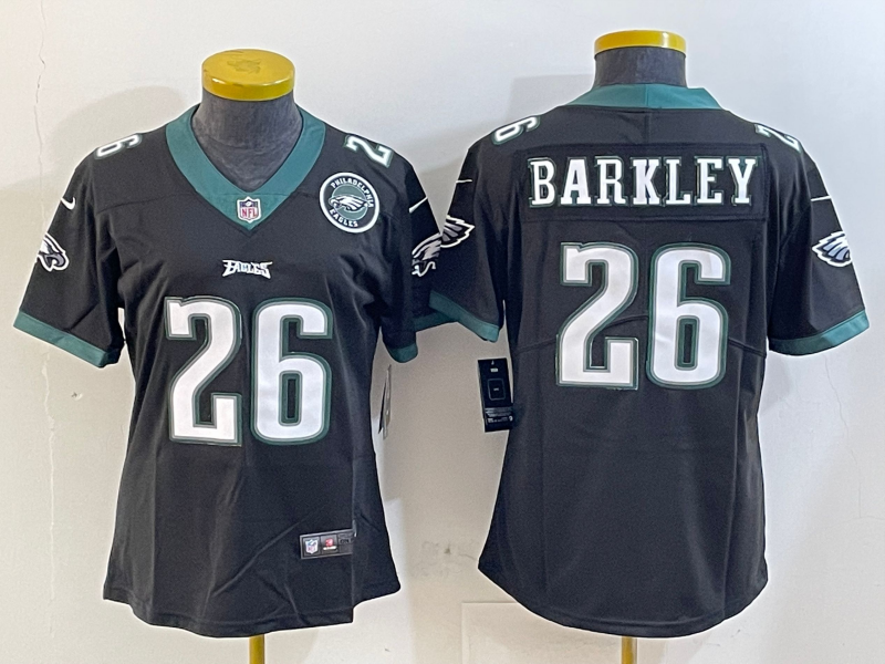 Eagles 25/26 Barkley #26 Black/Green/White Women NFL Jersey
