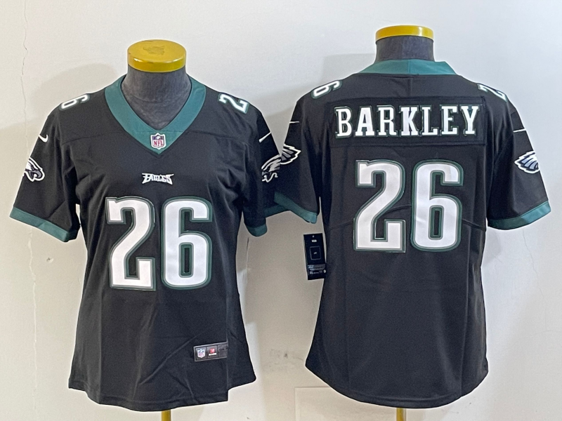 Eagles 25/26 Barkley #26 Black/Green/White Women NFL Jersey