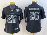 Eagles 25/26 Barkley #26 Black/White/Gray Women NFL Jersey