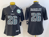 Eagles 25/26 Barkley #26 Black/White/Gray Women NFL Jersey
