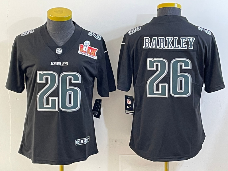 Eagles 25/26 Barkley #26 Black/White/Gray Women NFL Jersey