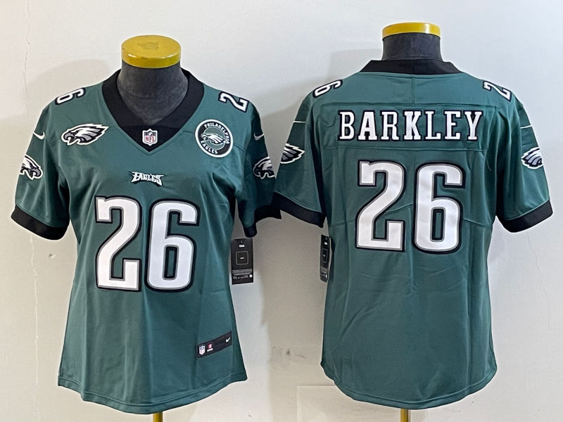 Eagles 25/26 Barkley #26 Green/Black/White Women NFL Jersey
