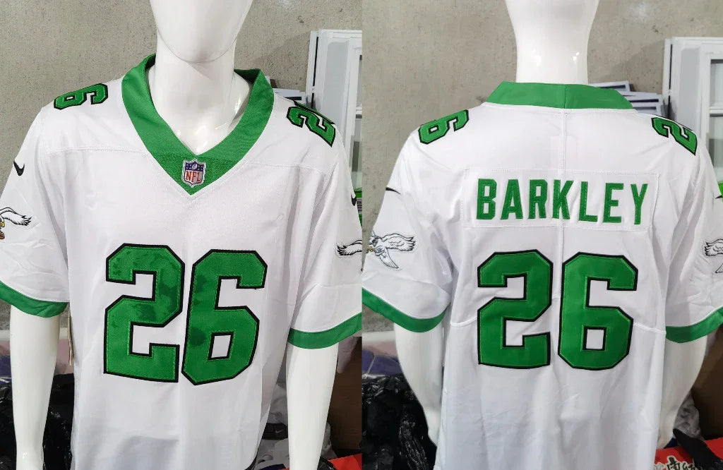Eagles 25/26 Barkley #26 White/Green NFL Jersey