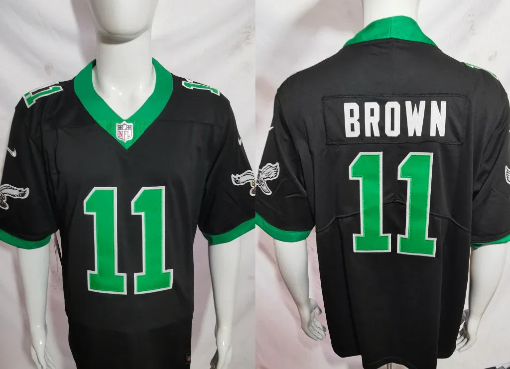 Eagles 25/26 Brown #11 Black/Green NFL Jersey