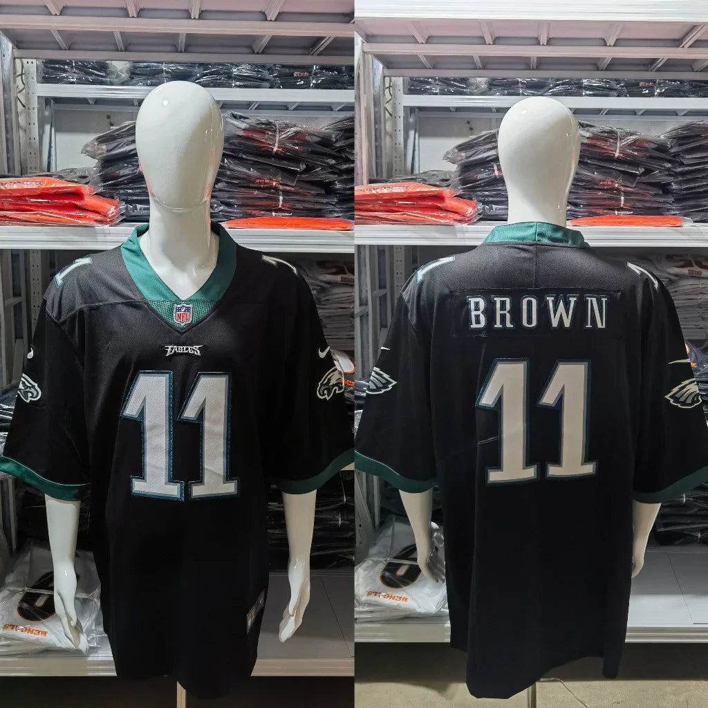 Eagles 25/26 Brown #11 Black/Midnight Green NFL Jersey