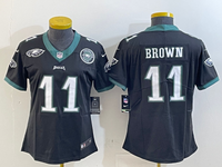 Eagles 25/26 Brown #11 Black/White/Green Women NFL Jersey