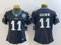 Eagles 25/26 Brown #11 Black/White/Green Women NFL Jersey