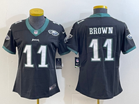 Eagles 25/26 Brown #11 Black/White/Green Women NFL Jersey