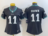 Eagles 25/26 Brown #11 Black/White/Green Women NFL Jersey