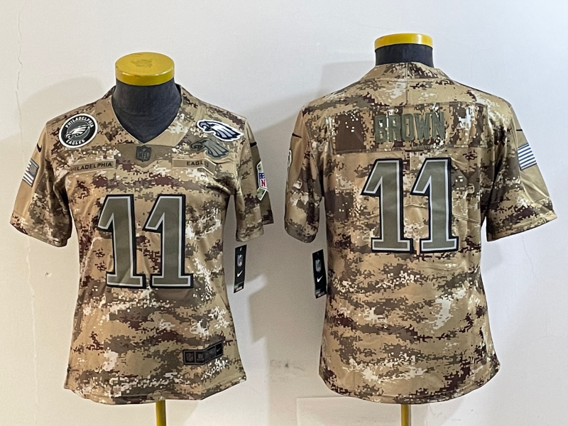 Eagles 25/26 Brown #11 Camo Print Women NFL Jersey