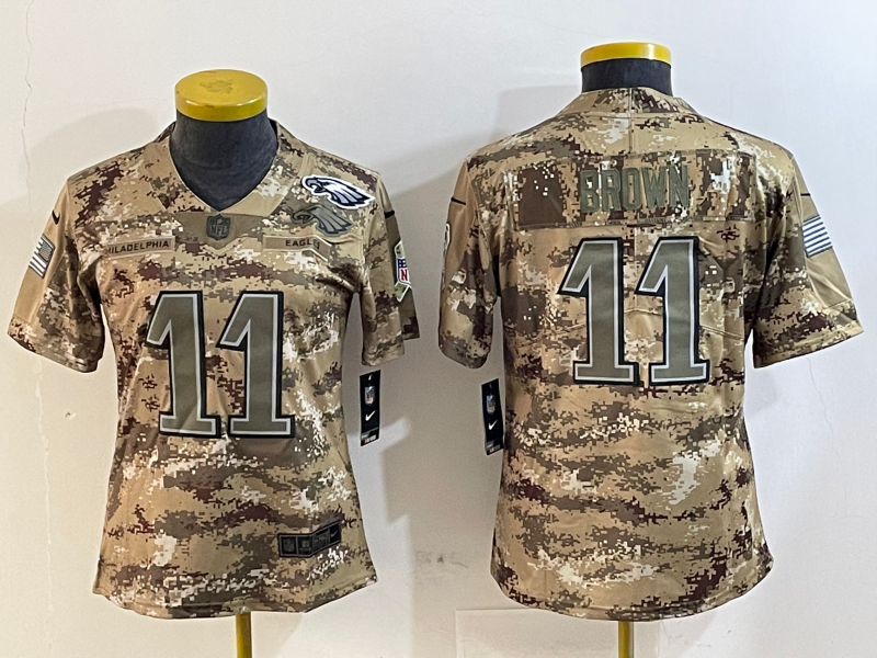 Eagles 25/26 Brown #11 Camo Print Women NFL Jersey