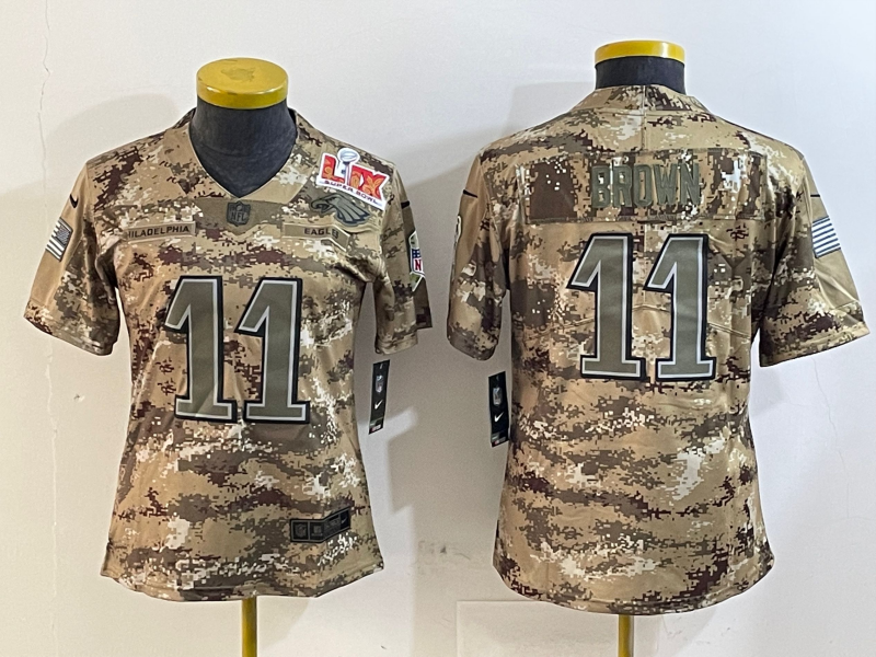 Eagles 25/26 Brown #11 Camo Print Women NFL Jersey