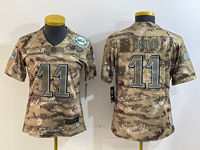 Eagles 25/26 Brown #11 Camo Print Women NFL Jersey