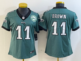 Eagles 25/26 Brown #11 Green/Black/White Women NFL Jersey