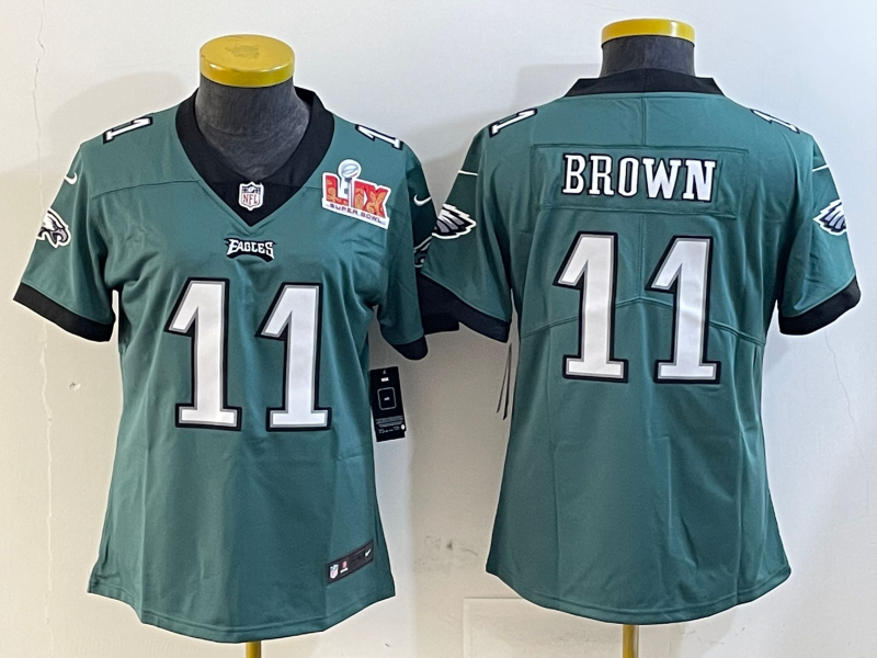 Eagles 25/26 Brown #11 Green/Black/White Women NFL Jersey