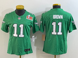 Eagles 25/26 Brown #11 Green/White/Black Women NFL Jersey