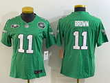 Eagles 25/26 Brown #11 Green/White/Black Women NFL Jersey