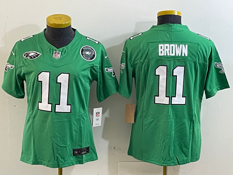 Eagles 25/26 Brown #11 Green/White/Black Women NFL Jersey