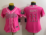 Eagles 25/26 Brown #11 Pink/White/Black Women NFL Baseball Style Jersey
