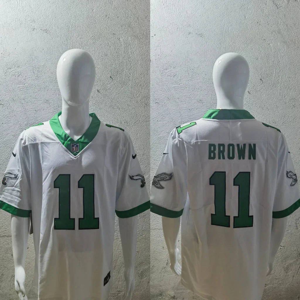Eagles 25/26 Brown #11 White/Green NFL Jersey