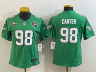Eagles 25/26 Carter #98 Green/White/Black Women NFL Jersey