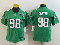 Eagles 25/26 Carter #98 Green/White/Black Women NFL Jersey