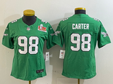 Eagles 25/26 Carter #98 Green/White/Black Women NFL Jersey