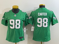 Eagles 25/26 Carter #98 Green/White/Black Women NFL Jersey